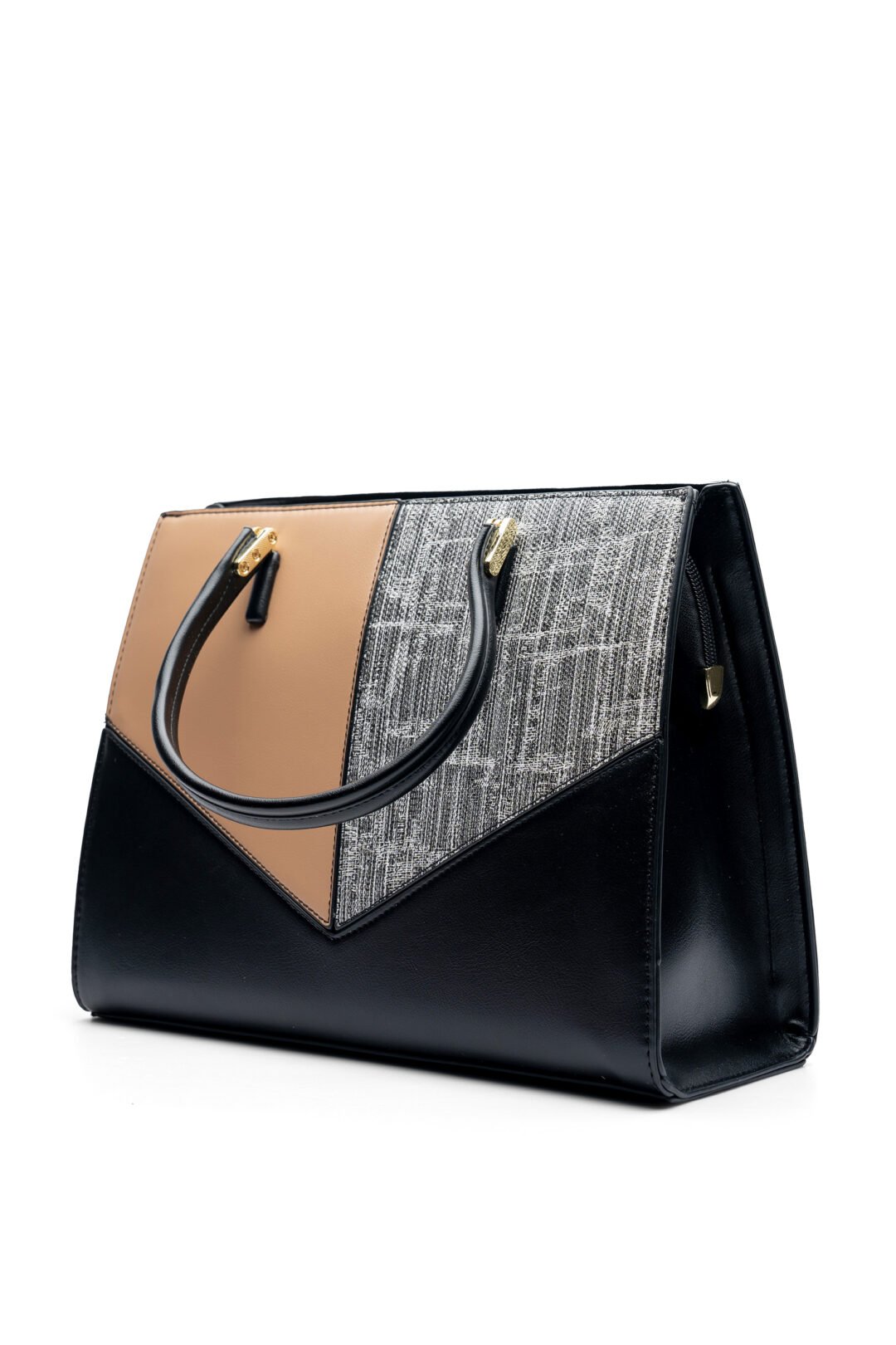 UP 4890 - UPTOWN LADIES STYLISH FRONT TWO TONE HAND BAG