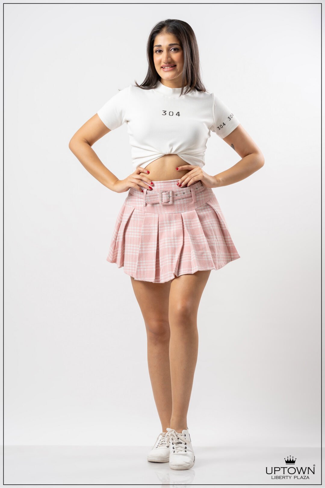 UP 4831 – TEE LOVE WHITE CUTE CROP TOP - Image 2