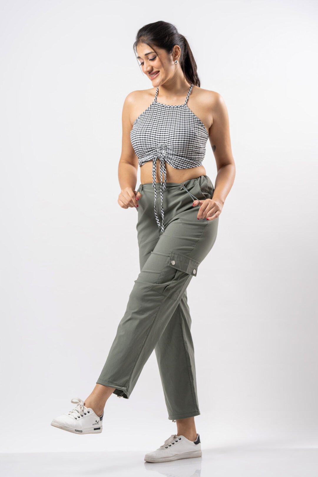 UP 4913 - UPTOWN FASHION CARGO PANT (DARK GREEN) - Image 3