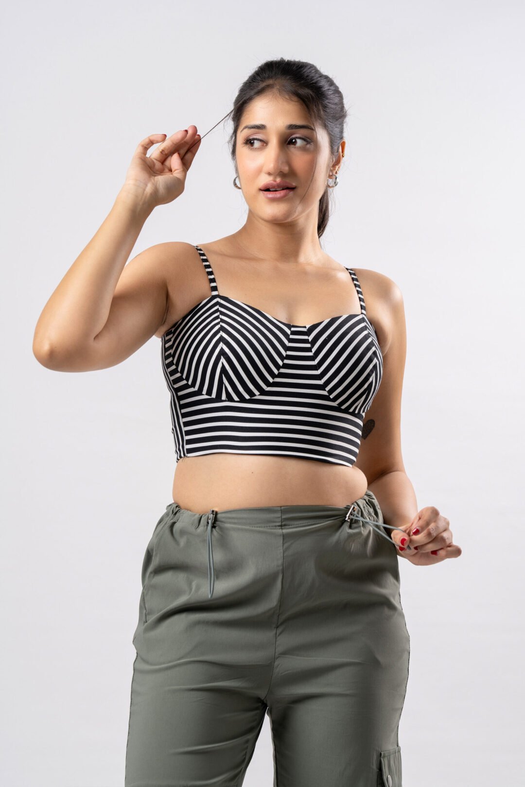 UP 4915 – TEE LOVE SHOULDER STRAP CROP TOP - Image 2