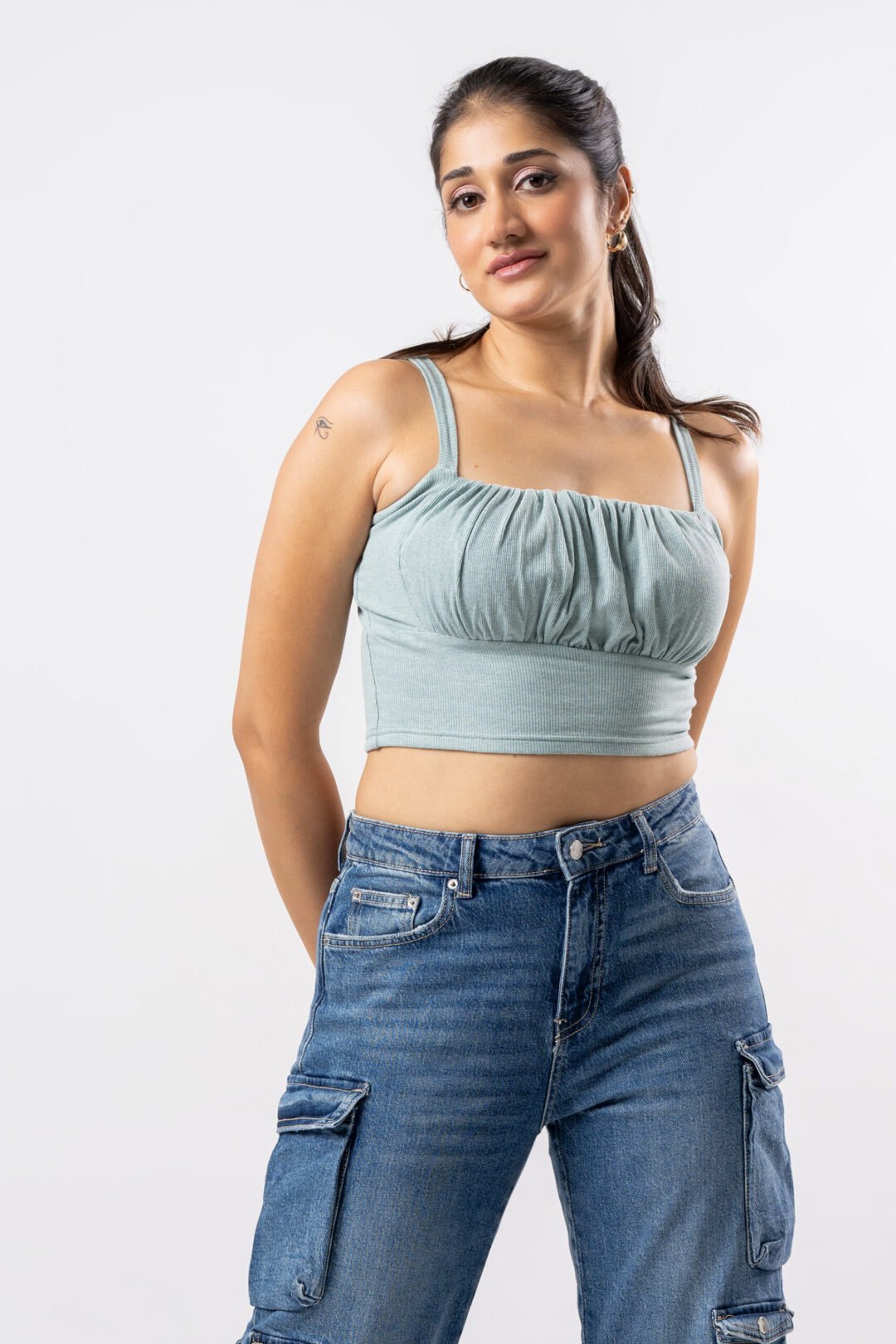 UP 4920 – TEE LOVE SHOULDER STRAP CROP TOP - Image 4