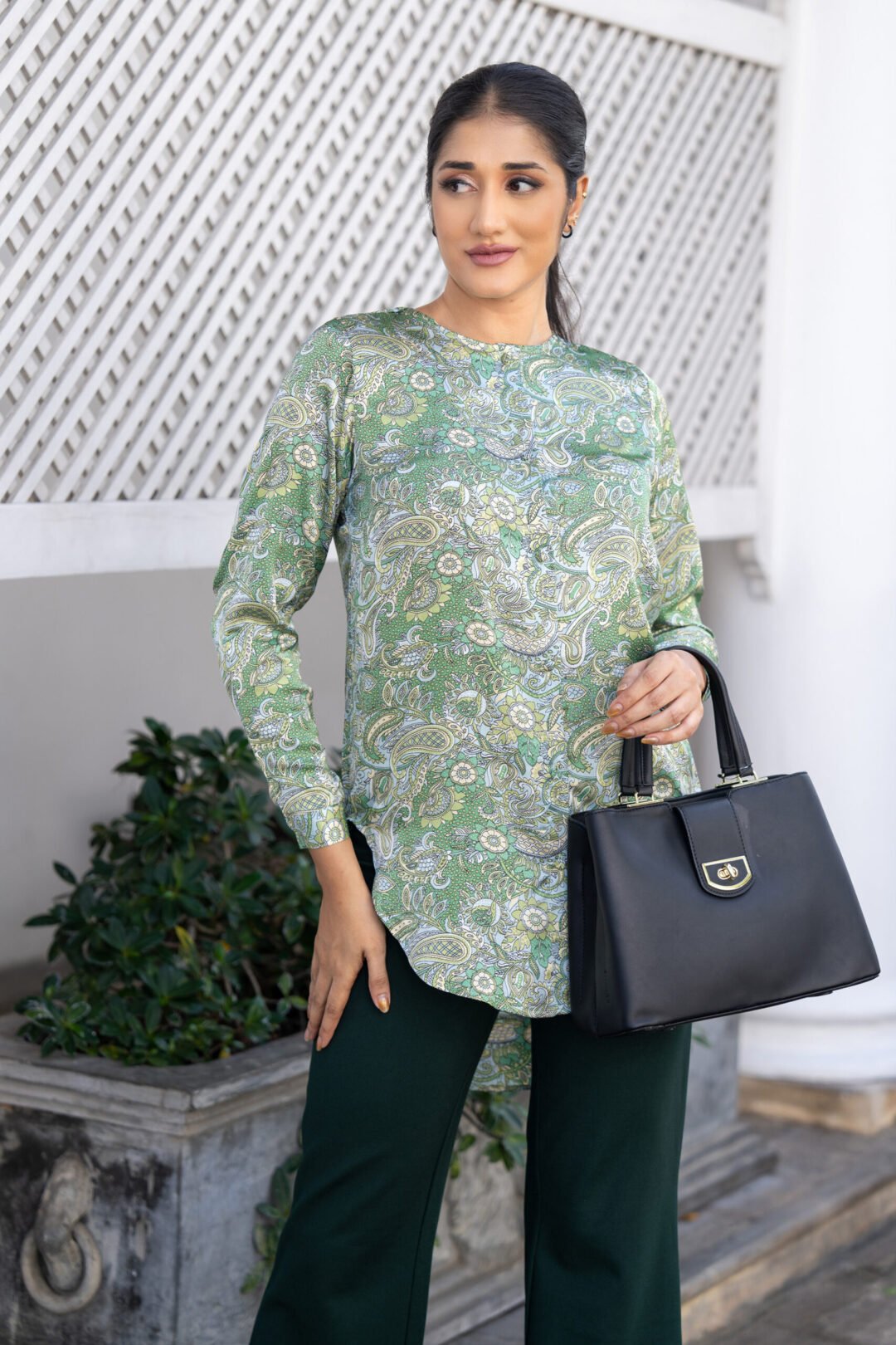 UP 4941 - UPTOWN LONG SLEEVE PRINTED FORMAL BLOUSE