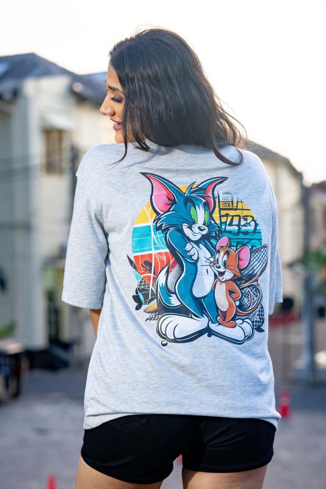 UP 4960 - TEE LOVE TOM & JERRY CARTOON PRINT OVERSIZED T-SHIRT - Image 2