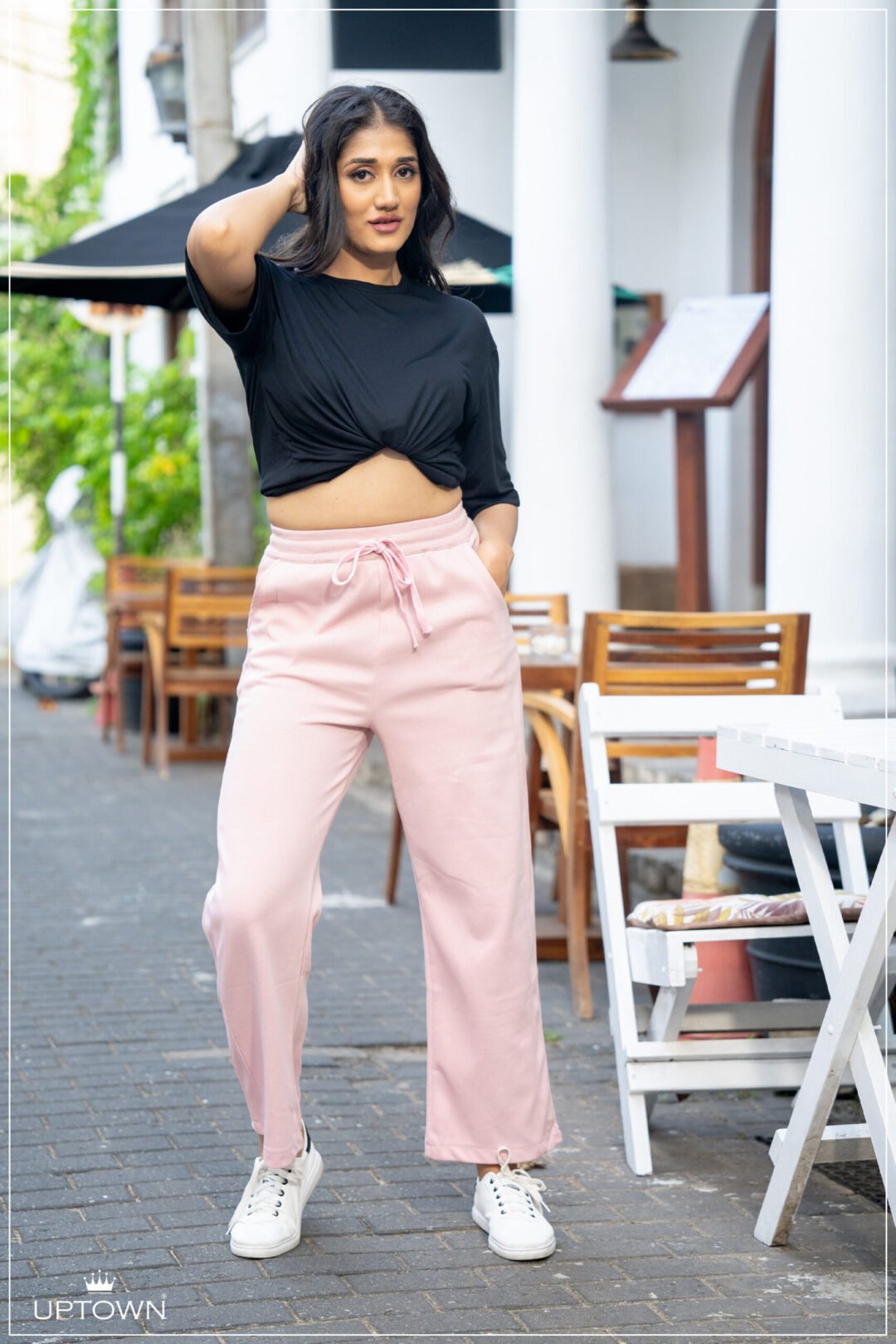 UP 4997 - PINK COLOR DRAWSTRING WAIST FASHION PANT