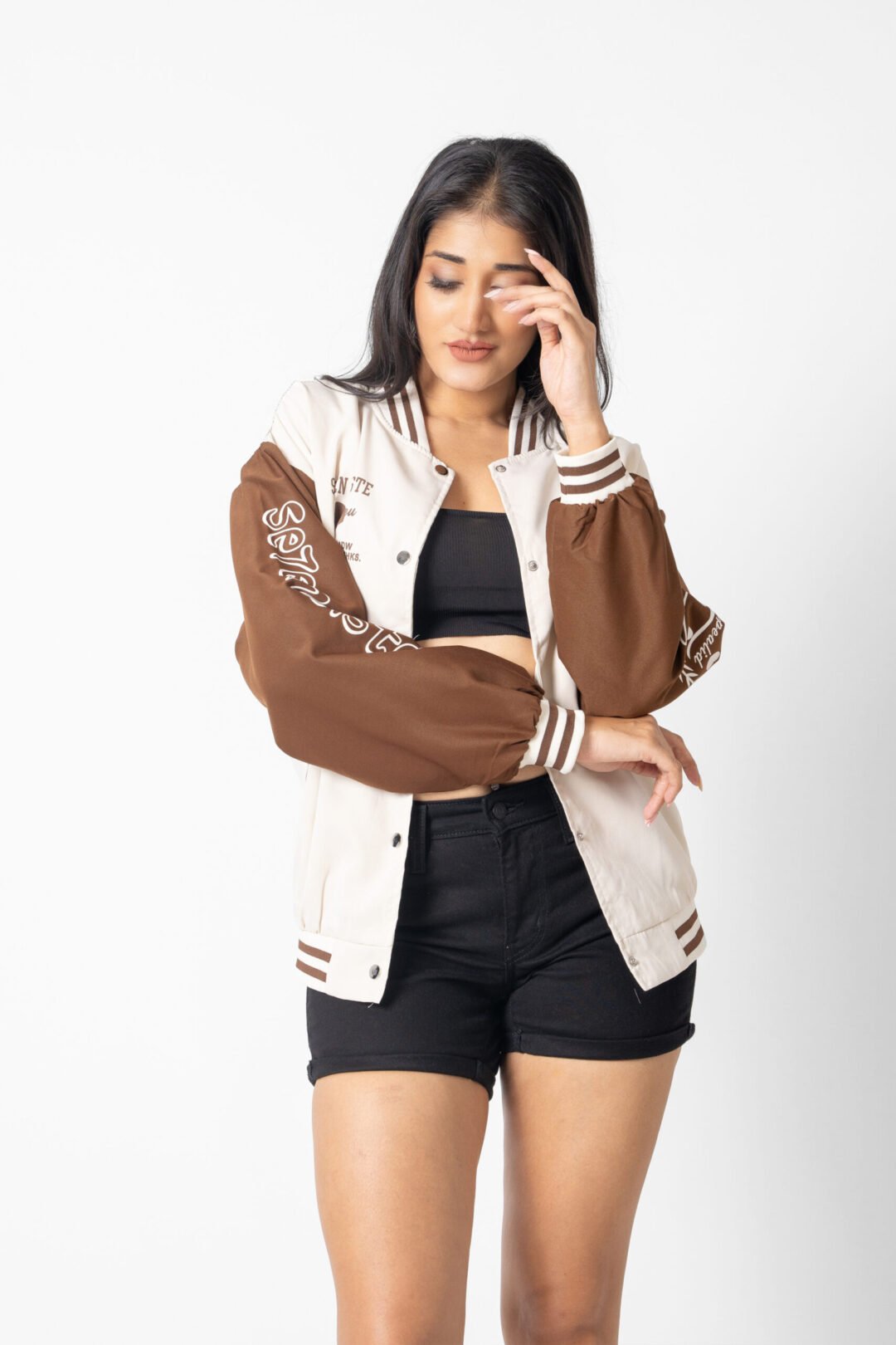 UP 5040 – LADIES PRINTED BASEBALL LONG JACKET - Image 3