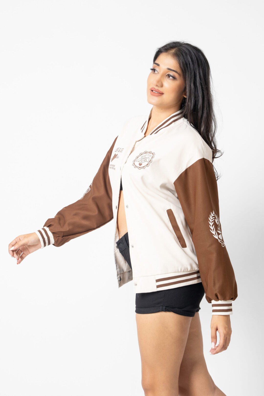 UP 5040 – LADIES PRINTED BASEBALL LONG JACKET - Image 2