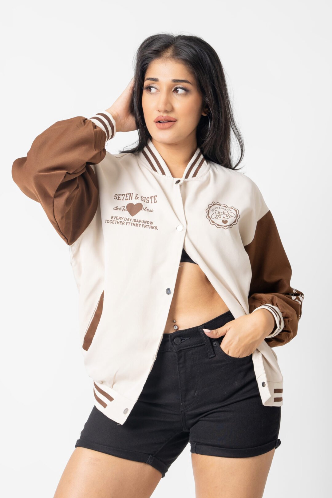 UP 5040 – LADIES PRINTED BASEBALL LONG JACKET