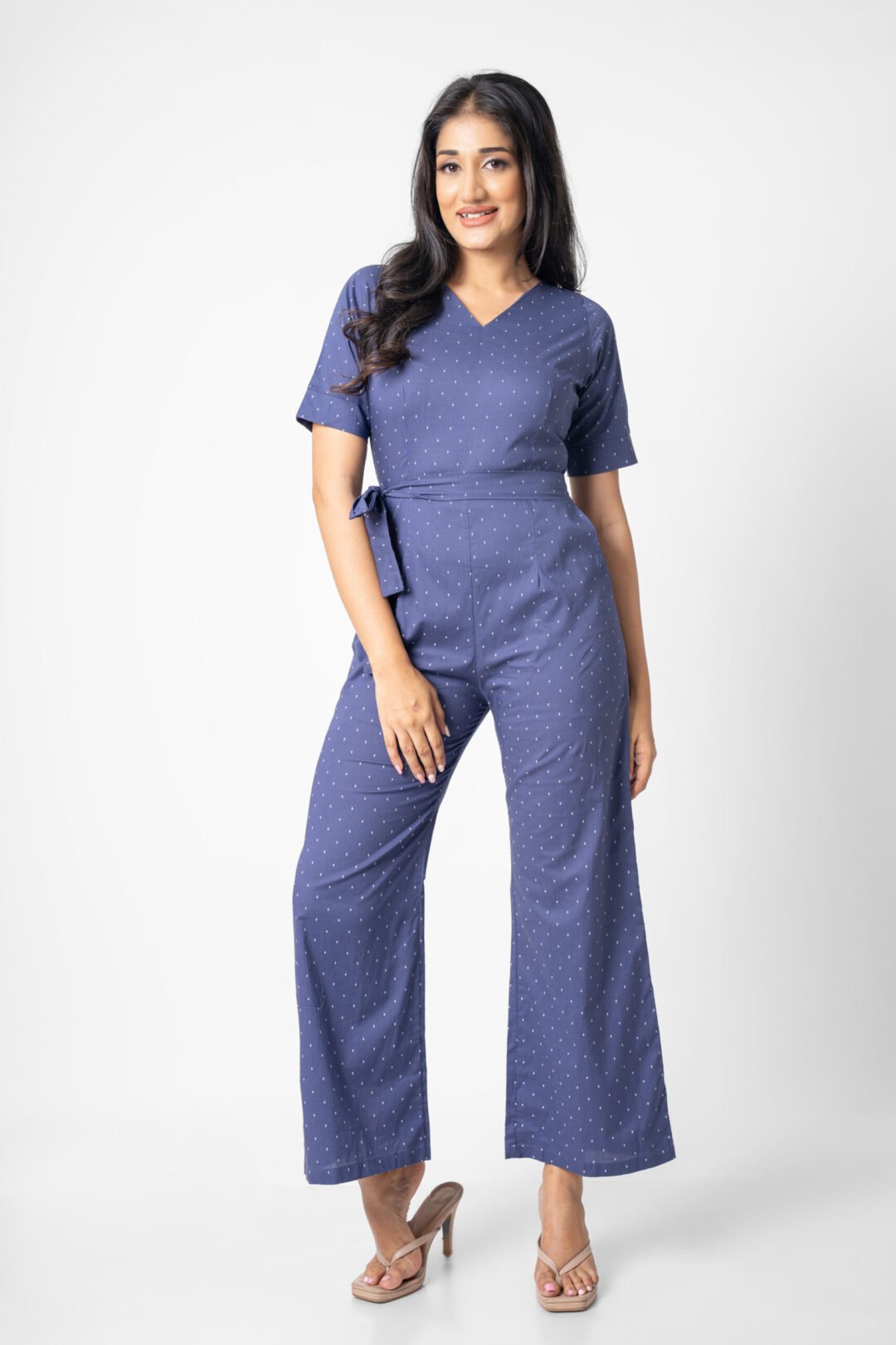 UP 5054 - TEE LOVE V NECK FASHION PLAIN JUMPSUIT - Image 3