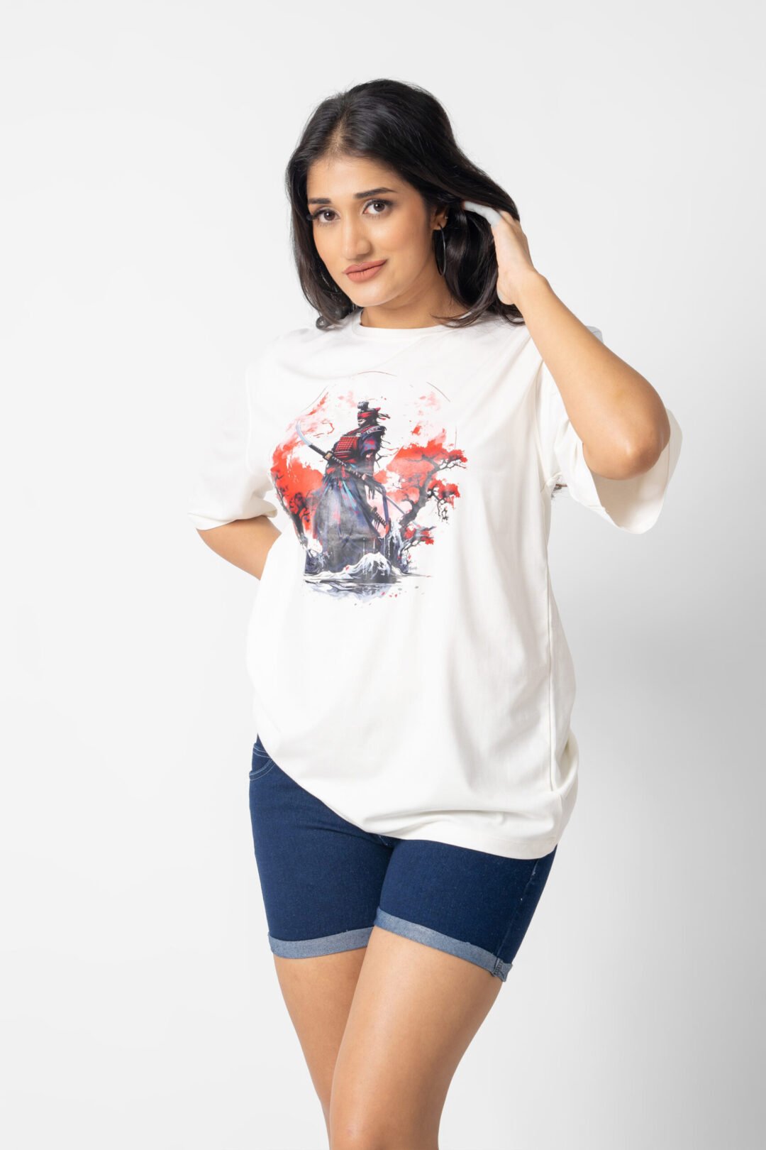 UP 5058 - TEE LOVE FRONT SAMURAI PRINT OVERSIZED T-SHIRT - Image 4