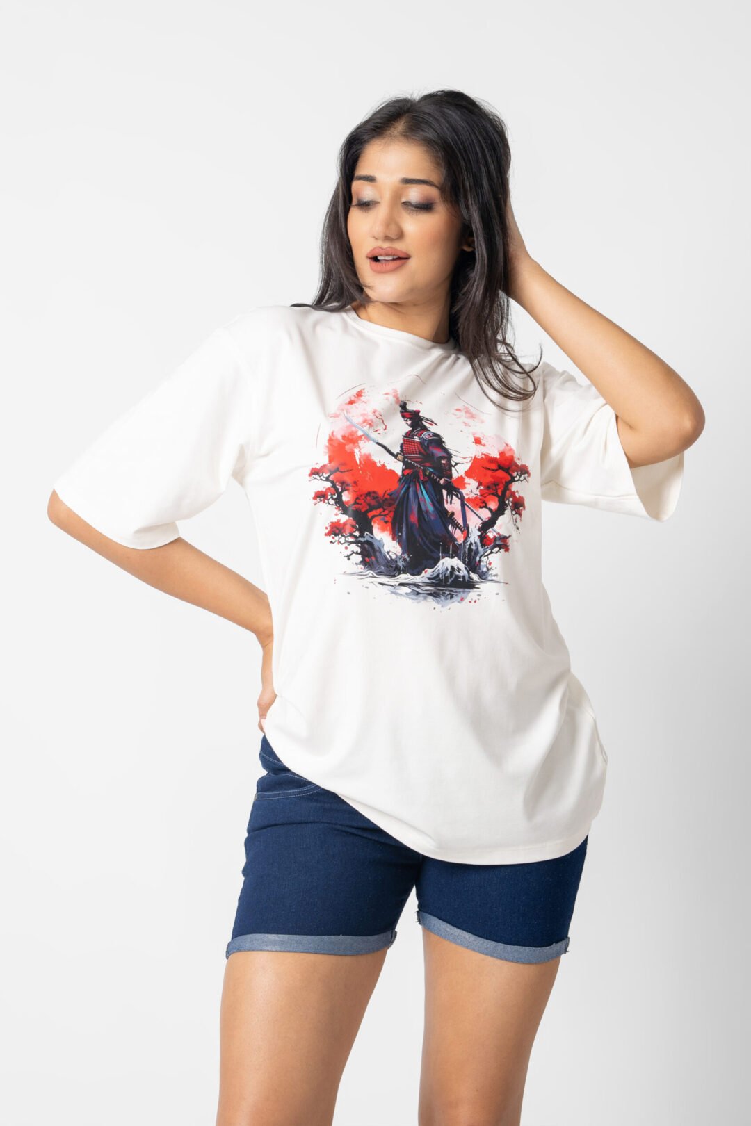 UP 5058 - TEE LOVE FRONT SAMURAI PRINT OVERSIZED T-SHIRT