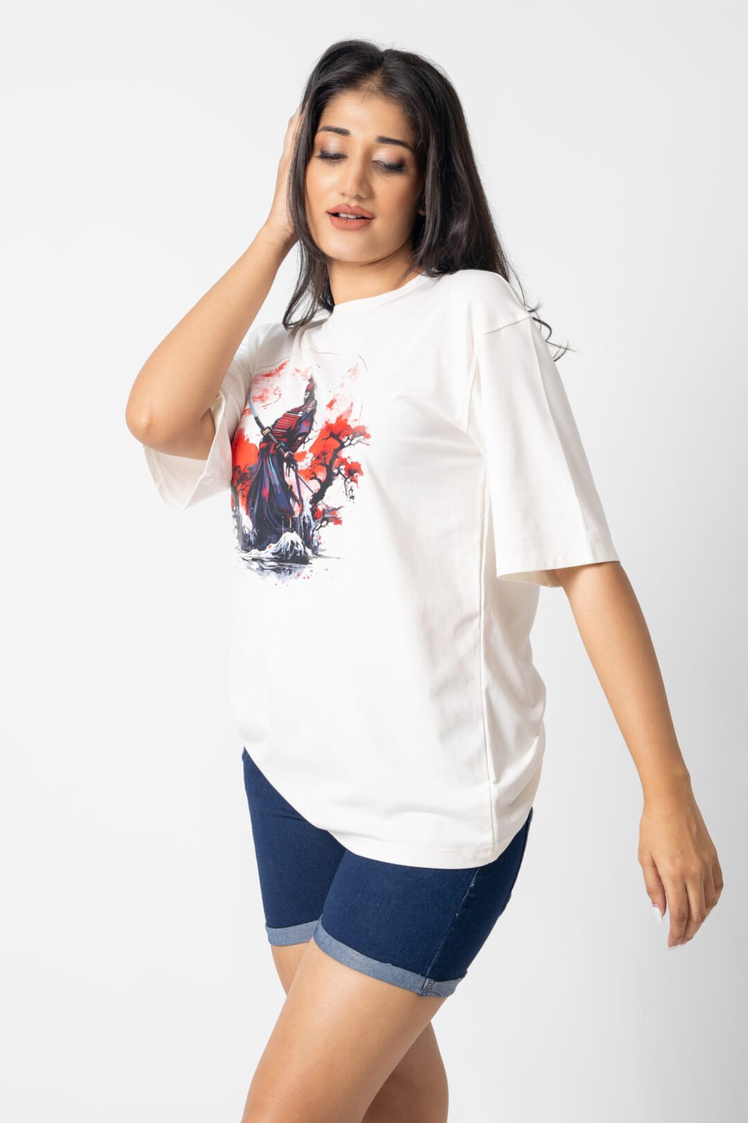 UP 5058 - TEE LOVE FRONT SAMURAI PRINT OVERSIZED T-SHIRT - Image 2