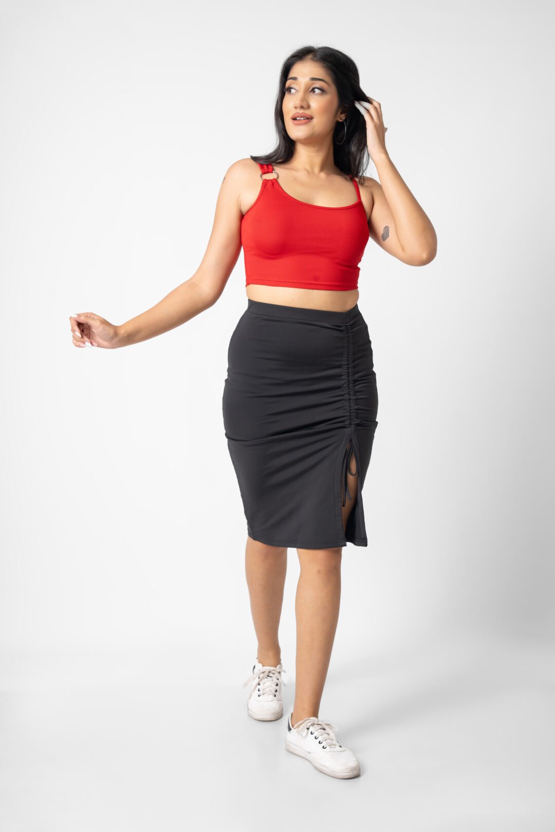 UP 5063 - TEE LOVE FRONT GATHERED SLIT MINI SKIRT - Image 2