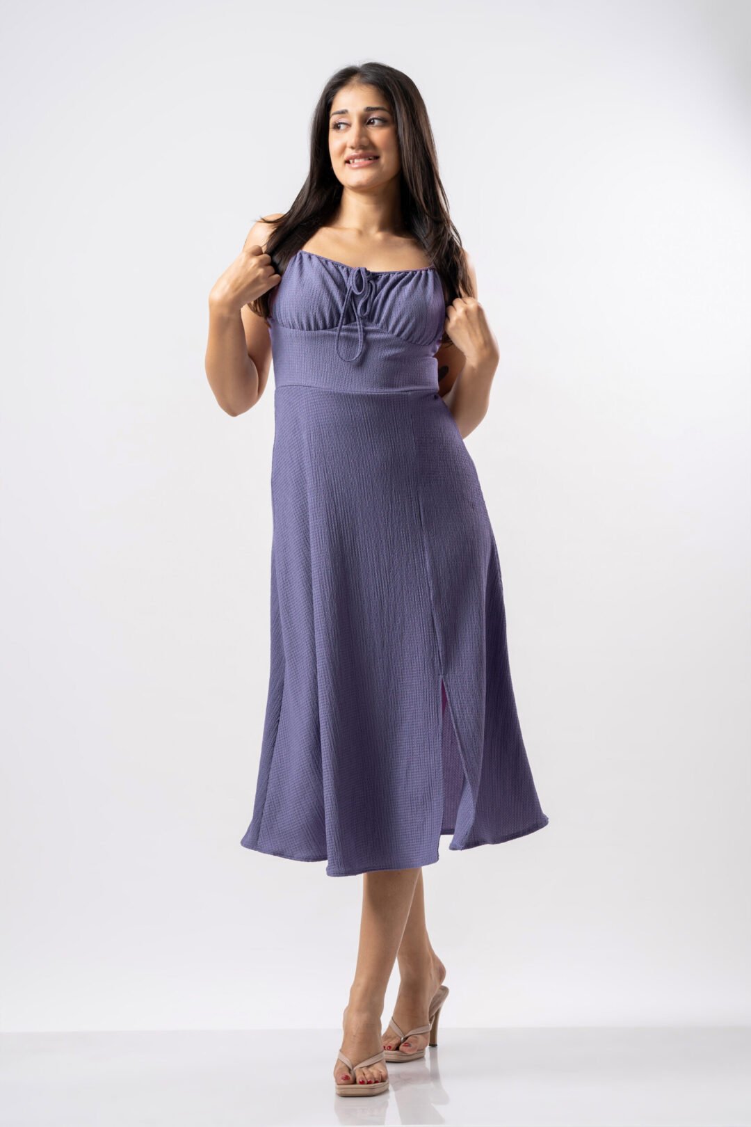 UP 5071 - PNP BLUE COLOR SHOULDER ADJUSTABLE STRAP DRESS