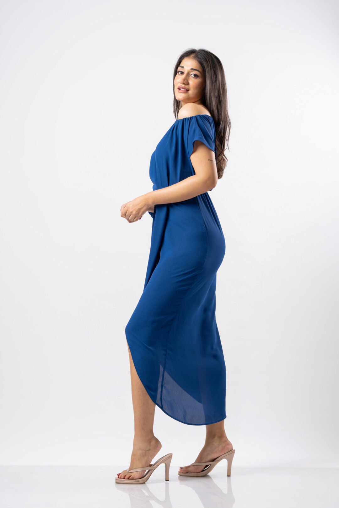 UP 5068 - PNP BLUE COLOR ONE SHOULDER STYLISH DRESS - Image 3