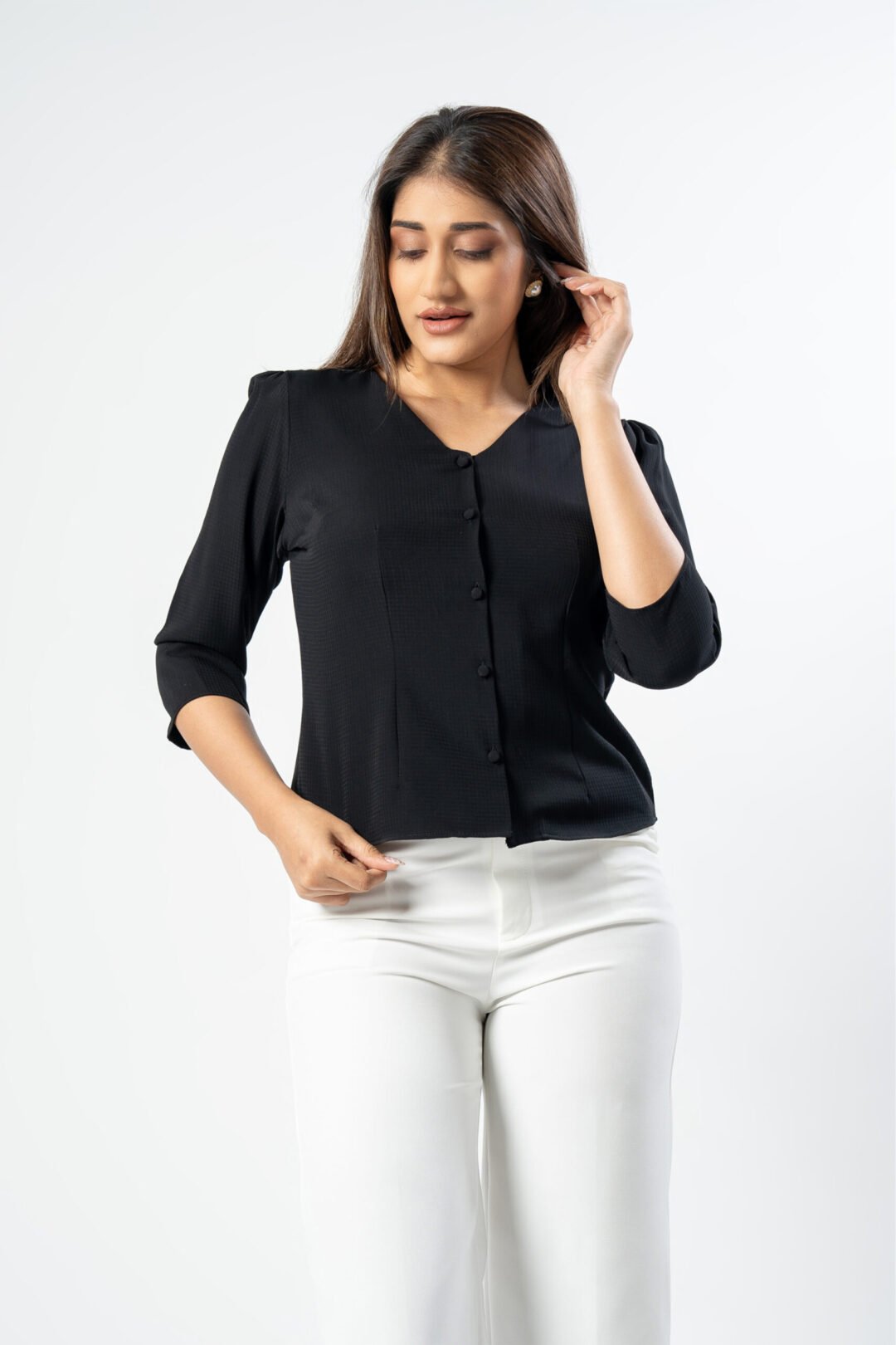 UP 5075 - PLAIN BLACK FORMAL TOP