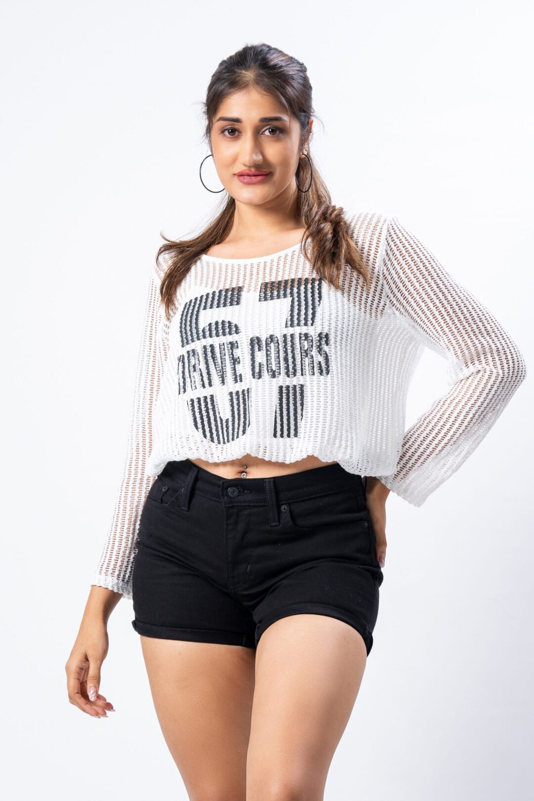 UP 5111 - FRONT LETTER PRINT LONG SLEEVE CROP TOP - Image 3